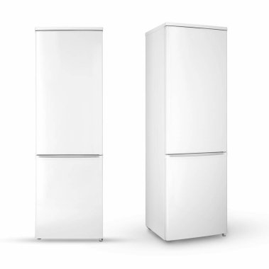 beyaz bir arka plan, iki açıları ve izole konumlarını, modern ev iki-odası buzdolabı