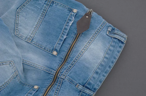 Part Denim Pants Back Pocket Zipper Close — Stock Photo, Image