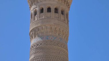 Tuğla, eski Asya binalar yüksek oval Kulesi. Ortaçağ Orta Asya mimarisi detayları
