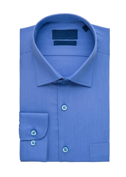 Camisa Dobrada Azul Fundo Branco Vista Superior — Fotografia de Stock