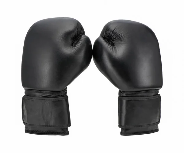 Luvas Boxe Preto Isolado Fundo Branco Vestuário Desportivo — Fotografia de Stock