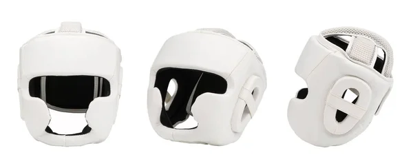 ボクシング トレーニングや白い背景の分離のためにヘルメットを設定します スポーツウェア — ストック写真