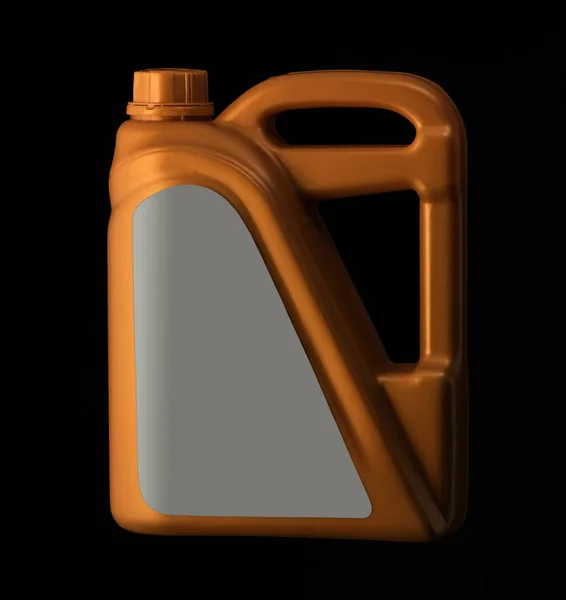 发动机油棕色塑料罐 在黑色背景隔绝 — 图库照片