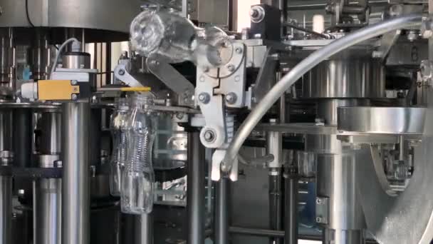 Washing Plastic Bottles Factory Equipment Dairy Plant — Stock Video