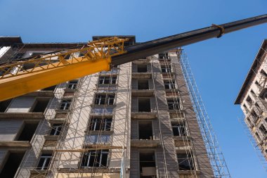 yapım aşamasında binanın arka kaldırma makine mekanizması Close-up