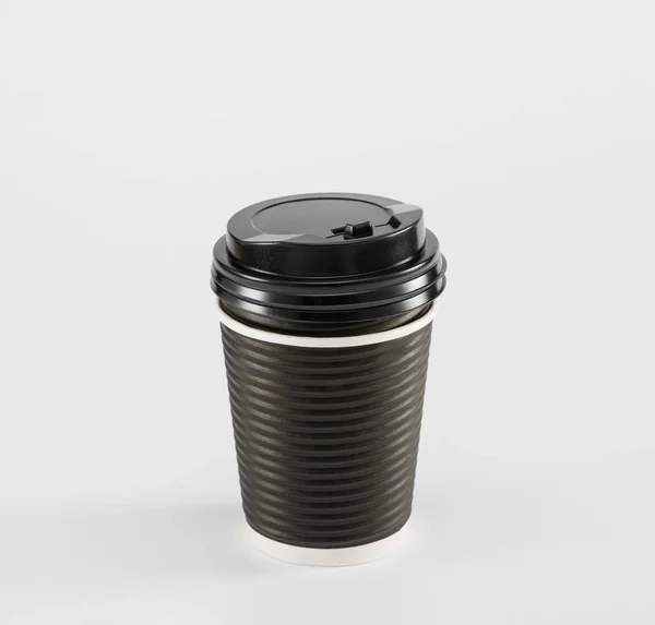 Svart Papper Kopp Kaffe Takeaway Isolerad Vit Bakgrund — Stockfoto