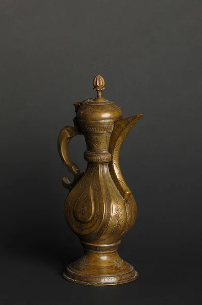 Ancient Oriental Metal Teapot Dark Background Antique Bronze Tableware Royalty Free Stock Images