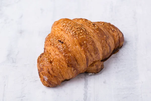 Croissant Cream Filling Light Background — Stock Photo, Image