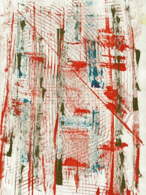 Vertical handmade abstract expressionist design in elegant matte colors.