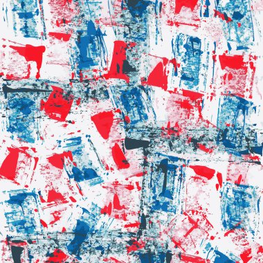 Short blue and red paint strokes on white background.
