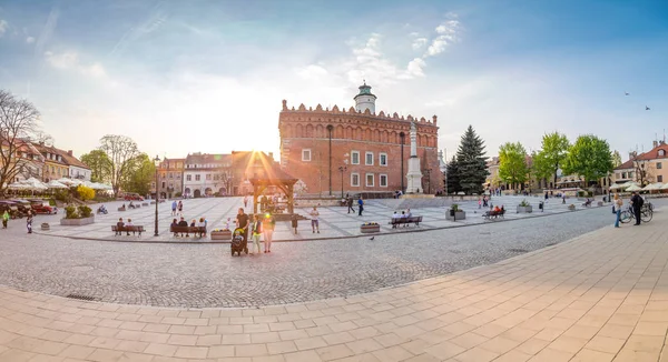 Panorama Del Pequeño Mercado Sandomierz —  Fotos de Stock