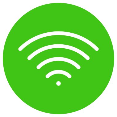 Beyaz arkaplan yeşil renk elipsi üzerindeki Wifi simgesi