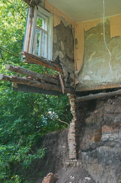 Beschadigde Gebouw Geruïneerd Getroffen Als Gevolg Van Een Natuurramp Een — Stockfoto