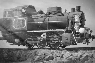 Eski Sovyet treninin siyah ve beyaz fotoğraf.