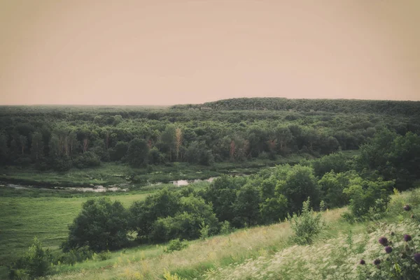 Widok Wzgórza Doliny Rzeki Karay Regionie Saratowie Rosja — Zdjęcie stockowe