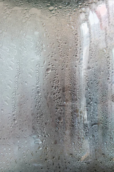 Texture Delle Gocce Acqua Evaporazione Vetro Trasparente Primo Piano — Foto Stock