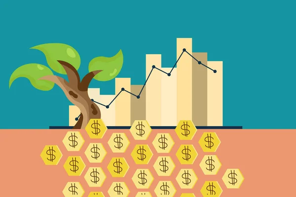 Concetto Economia Verde Grafico Della Crescita Dell Ambiente Sostenibile Con — Vettoriale Stock