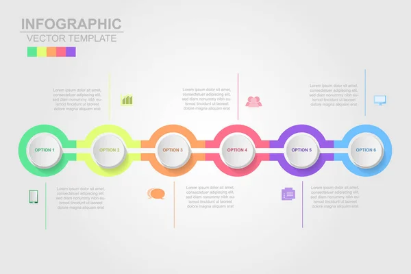 Infográficos Linha Tempo Vetor Design Ícones Marketing Podem Ser Usados —  Vetores de Stock