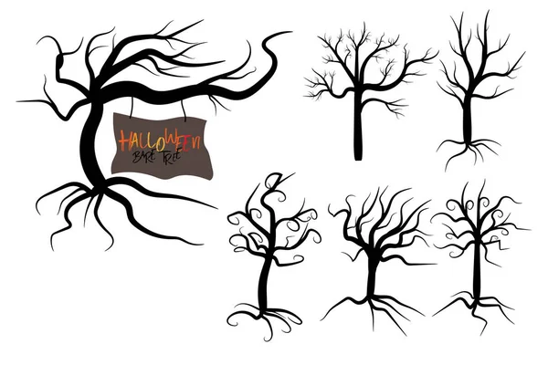 Set Von Halloween Baum Abgestorbener Zweig Vom Vektor Halloween Baum — Stockvektor