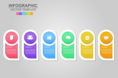 Zaman çizgisi bilgi grafikleri tasarım vektörü ve pazarlama simgeleri iş akışı düzeni, diyagram, yıllık rapor ve web tasarımı için kullanılabilir. 6 seçeneği, adımı veya süreci olan iş konsepti.