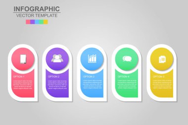 Zaman çizelgesi infographics vektör tasarım ve pazarlama simgeler kullanılabilir iş akışı düzeni, diyagram, faaliyet raporu, web tasarım için. İş kavramı 5 seçenekleri, adımları veya işlemleri ile.