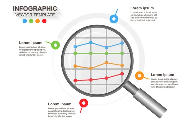 Infografica Astratta Con Lente Ingrandimento Illustrazione Vettoriale — Vettoriale Stock