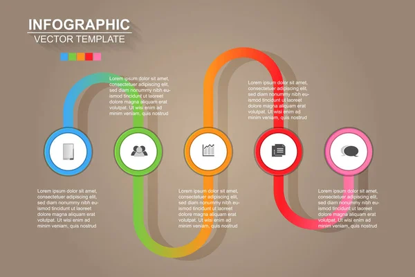 タイムラインのインフォ グラフィック デザイン ベクターとワークフロー レイアウト図 アニュアル レポート Web デザインのマーケティングのアイコンを使用できます オプションがあり — ストックベクタ