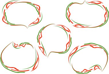 kırmızı yeşil soyut elementler yaratıcı anahat konuşma baloncukları