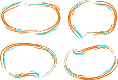 turuncu açık mavi karalamalar sanat çizgisi renkli konuşma baloncukları