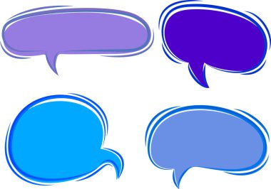 arka planda mavi mor renkli komik konuşma baloncukları