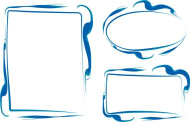 mavi renkli soyut kıvrımlı tasarımlar çerçeve seti