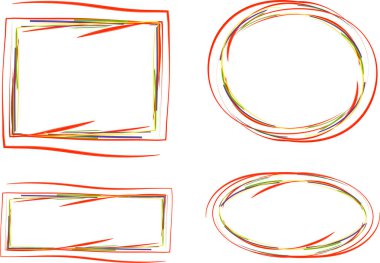 kırmızı renkli soyut dekoratif karalama çerçeveleri ayarlandı