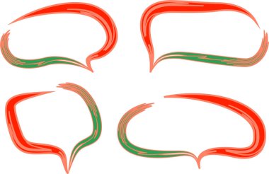 kırmızı yeşil renkli soyut sanat eseri konuşma baloncukları seti