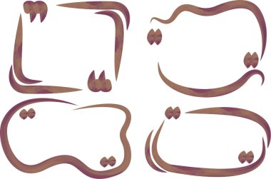 kestane rengi, koyu renkli, yaratıcı el çizimi, tırnak içinde çizilmiş çerçeveler.