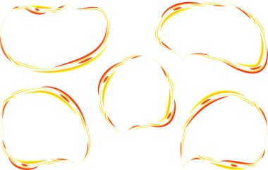 Sarı kırmızı renkli yaratıcı el soyut konuşma baloncukları çizdi