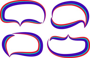 Mavi kırmızı çizgili cesur hatlı el çizimi yaratıcı konuşma baloncukları