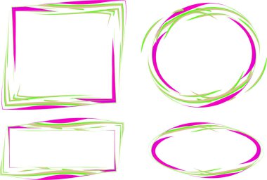 Renkli yeşil pembe soyut taslak çerçeve koleksiyonu