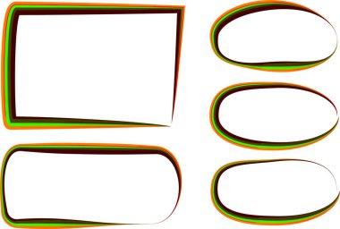 Renkli el çizimi biçimlendirilmiş eğri çizgileri metin kutusu çerçeveleri koleksiyonu