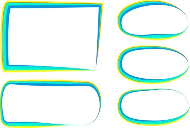 açık mavi renkli el çizilmiş eğri çizgili sanat çizgileri metin kutusu çerçeveleri koleksiyonu