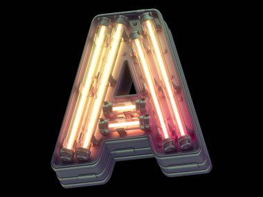 Turuncu ışık neon yazı tipi.