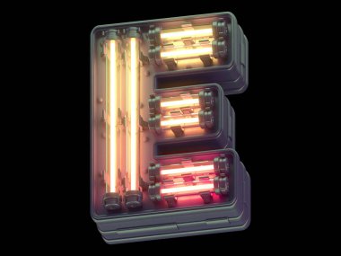 Turuncu ışık neon yazı tipi.