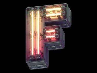 Turuncu ışık neon yazı tipi.