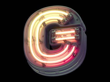 Turuncu ışık neon yazı tipi.