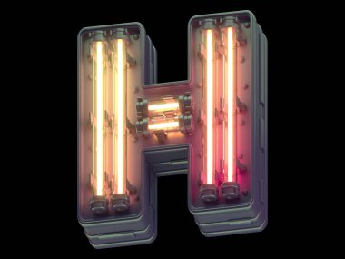 Turuncu ışık neon yazı tipi.