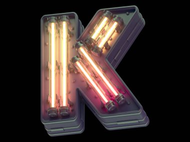 Turuncu ışık neon yazı tipi.