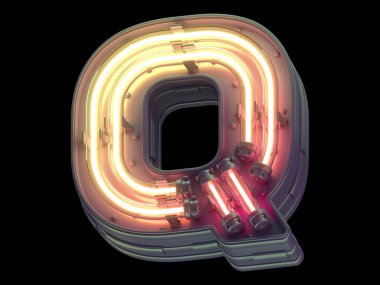 Turuncu ışık neon yazı tipi.