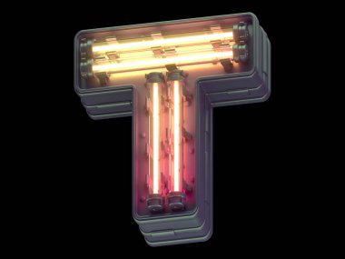 Turuncu ışık neon yazı tipi.