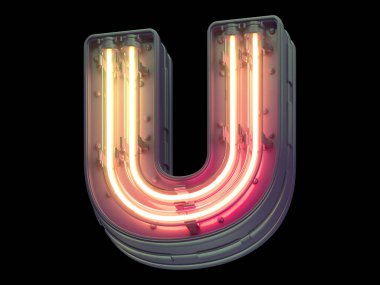 Turuncu ışık neon yazı tipi.