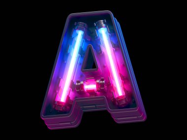 Ultraviyole neon fütüristik yazı tipi. 