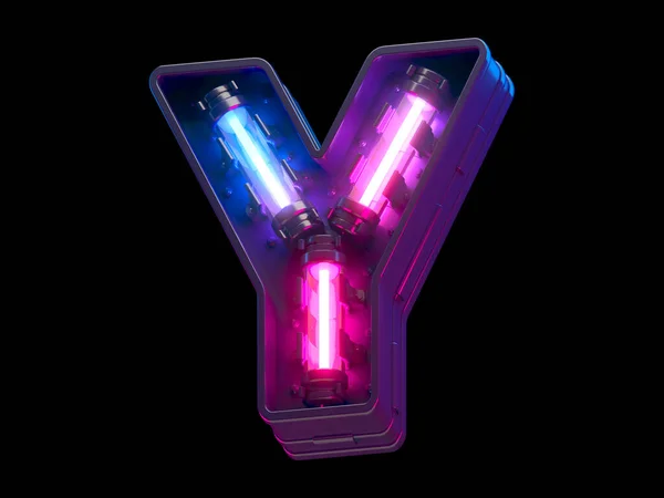 Ultraviolett Neonfuturistisk Teckensnitt — Stockfoto